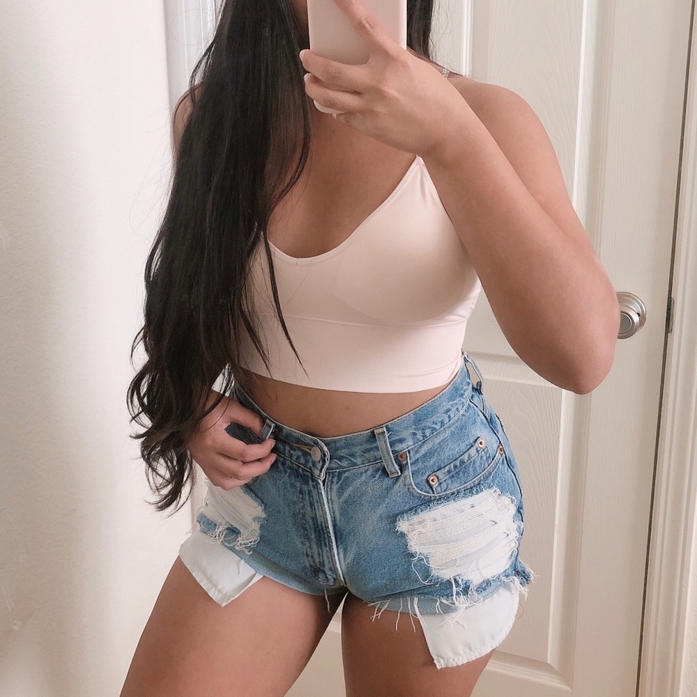 Cute Light Pink Seamless longline bralette